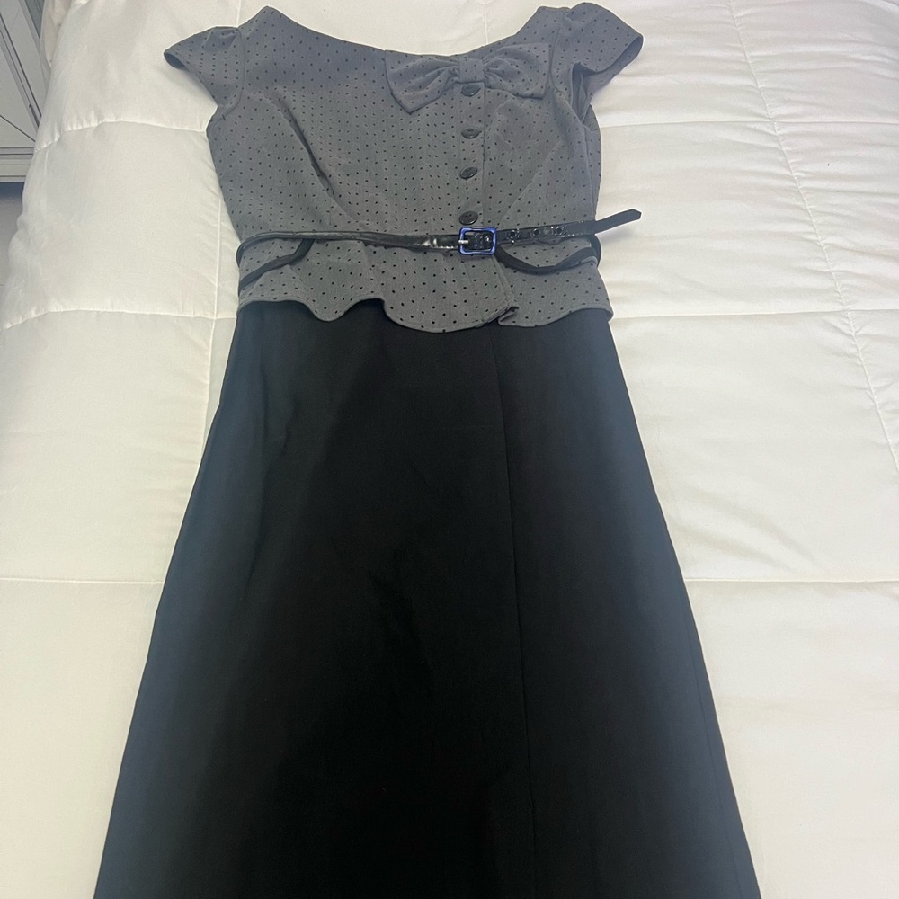 Stop Staring pinup dress with belt. Size Large